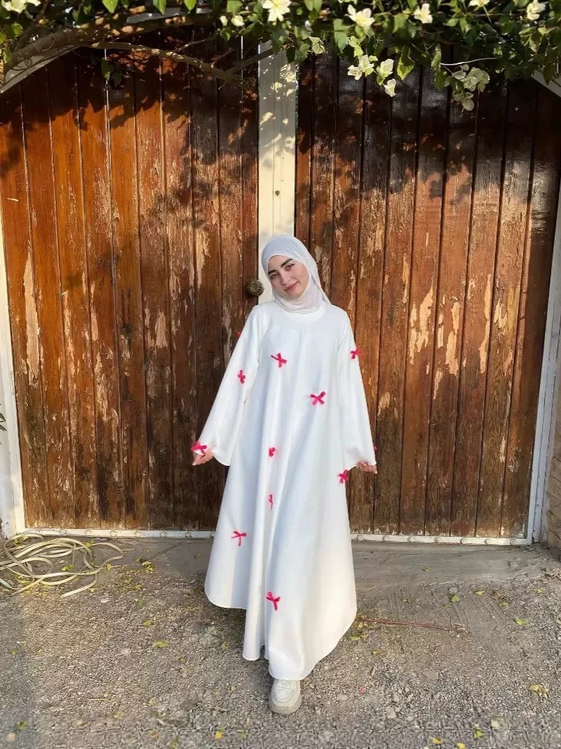 Islamic New Ramadan Saudi Arabia Middle East Arab Women's Clothing Muslim Fashion Bow Loose Robe Dress