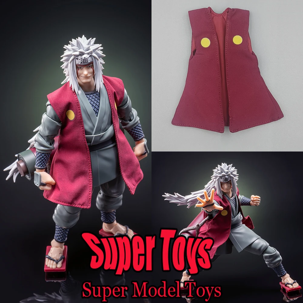 

In Stock 1/12 Scale Male Soldier Clothes NARUTO Jiraiya Sleeveless Long Jacket For 6-inches Action Figure Model Doll Toys