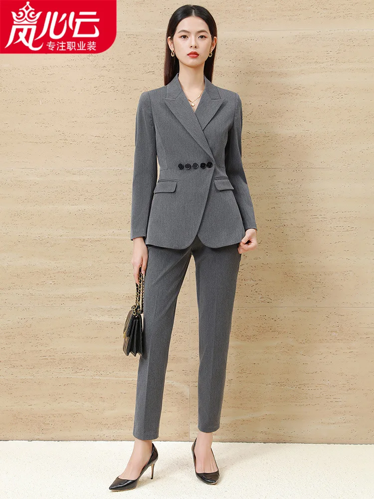 Design Sense Long Sleeve Suit Suit Women's Spring2024New Temperament Commute Slimming Manager Work Suit Cover Pants