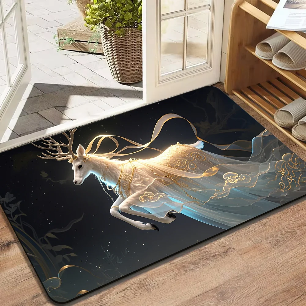 Custom Doormat All Color All Logo Christmas Elk Entrance Welcome Mat for Bathroom Kitchen Bedroom Hallway Non-Slip Floor Carpet