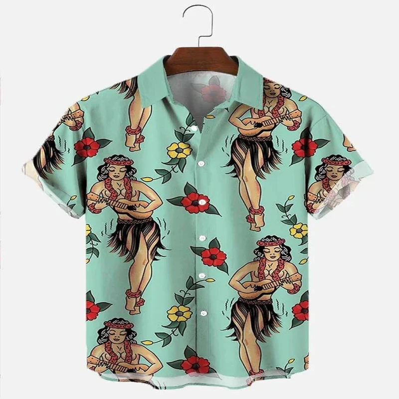 

Aloha Girl Print Hawaiian Shirt 3D Printed Hawaiian Shirt for Men and Women Casual Shirt Unisex