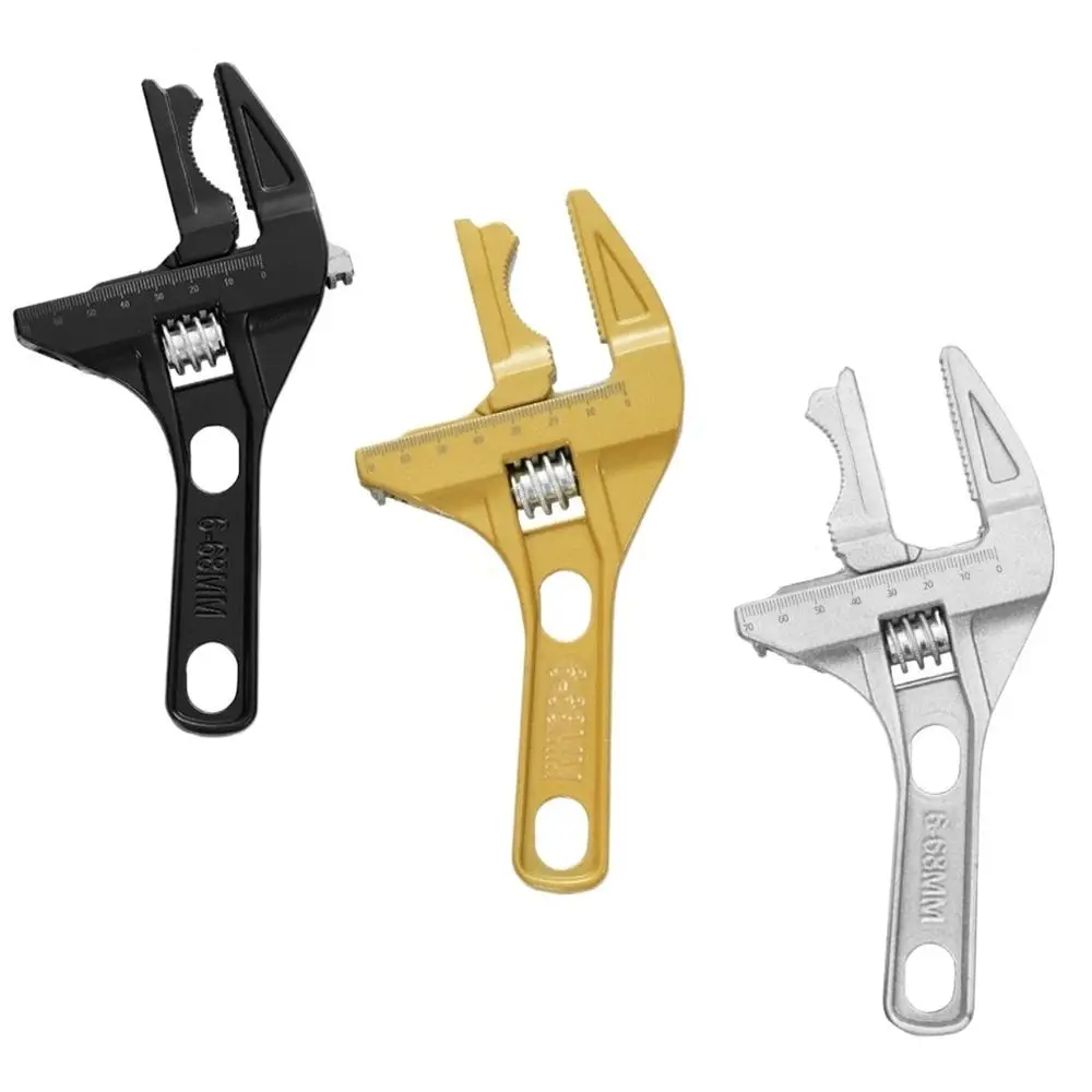 

Short Handle Bathroom Plumbing Wrench 6-68mm Range Strong Clamping Multi-function Wrench Extra Large Opening Adjustable Spanner
