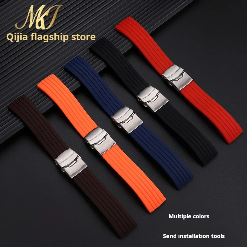 Silicone Watch strap For Swatch X Blancpain Five Oceans Fifty Fathoms Watchband rubber wristband Deployment Buckle Sport Bands