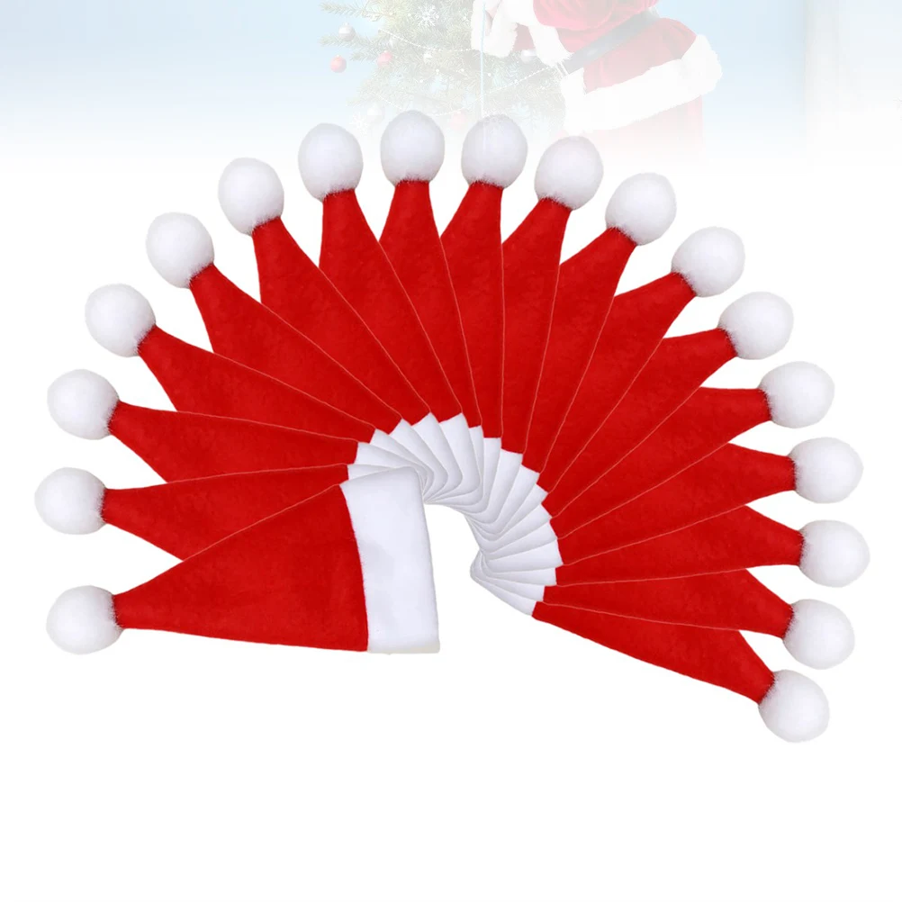 

18 Pcs Hats Christmas Tableware Set Cutlery Bags Bottle Fork Organizer Mini Covers Red Shaped