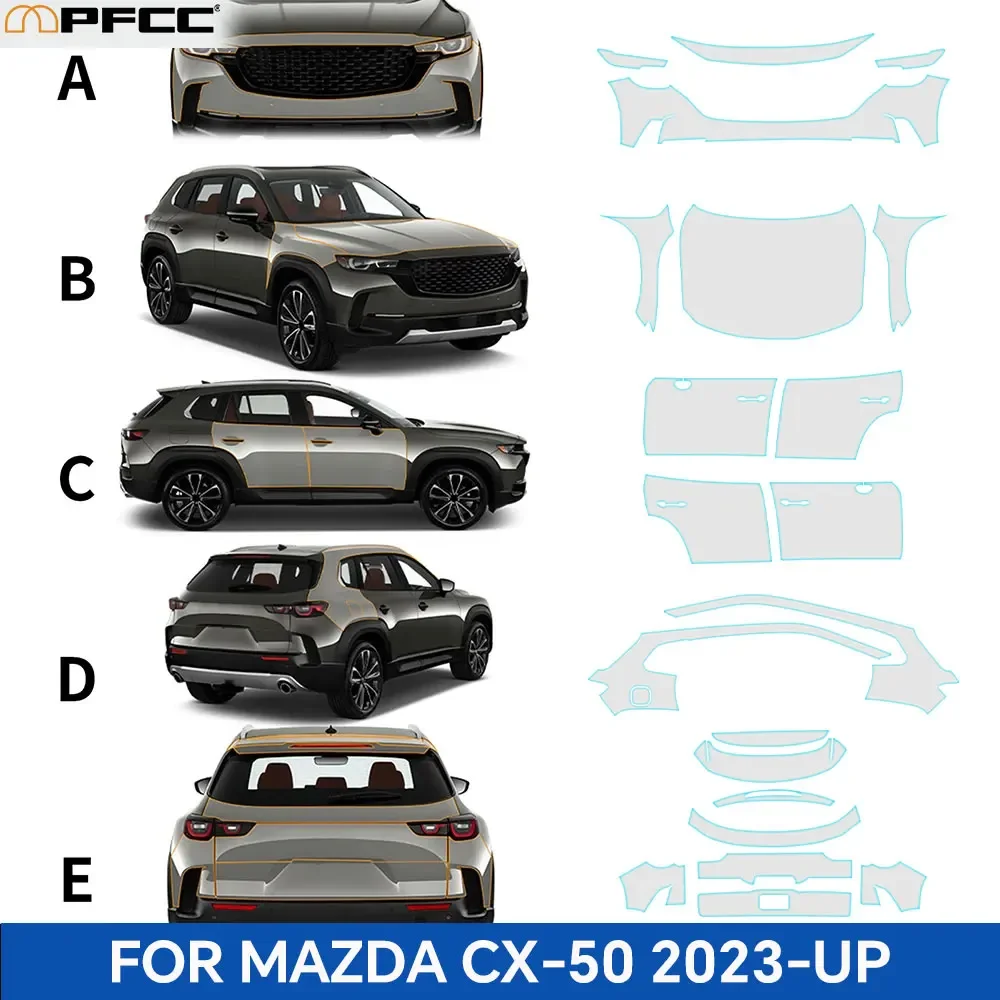 Pre-cut For Mazda CX50 CX-50 2023-UP Paint Protection Film Clear TPU PPF Anti Scratch Accessories 8.5thick Transparent Sticker