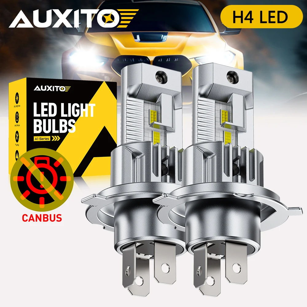 2Pcs AUXITO 50W H4 LED Headlights Canbus 9003 HB2 H4 Bulbs White 12V For Toyota Ford VW BMW Kia Hyundai Automotive Lamp No Error
