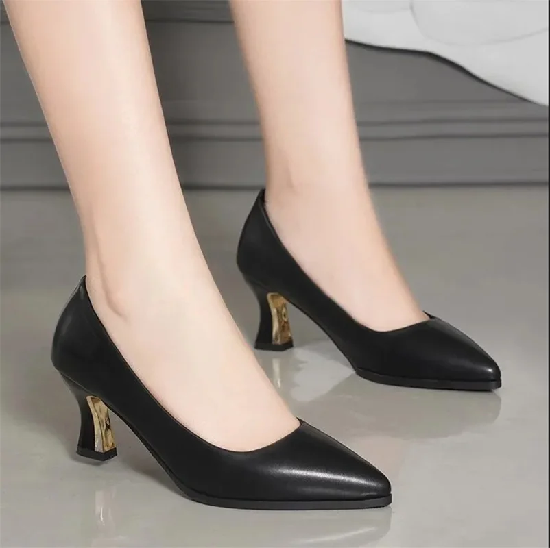 Cresfimix Zapatos De Mujer Women Sweet Light Weight Black Plus Size High Heel Shoes for Office Lady Casual Beige Pumps A1072