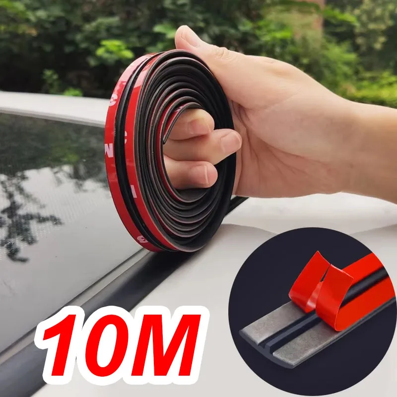 

10M Car T Type Rubber Seal Strips Auto Seal Protector Sticker Windshield Roof Rubber Sealing Strip Noise Insulation Accessories
