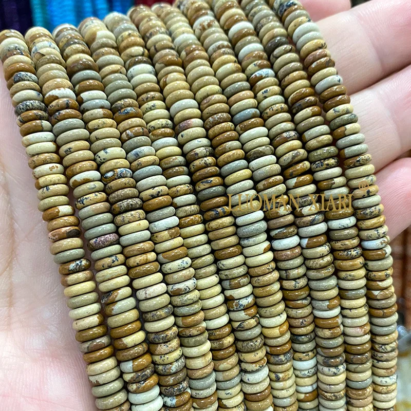 2x6MM Platte Ronde Natuursteen Kralen Labradoriet Agaat Jasper Turquoise Kristal voor Sieraden Maken Diy Armband Accessoires 15''