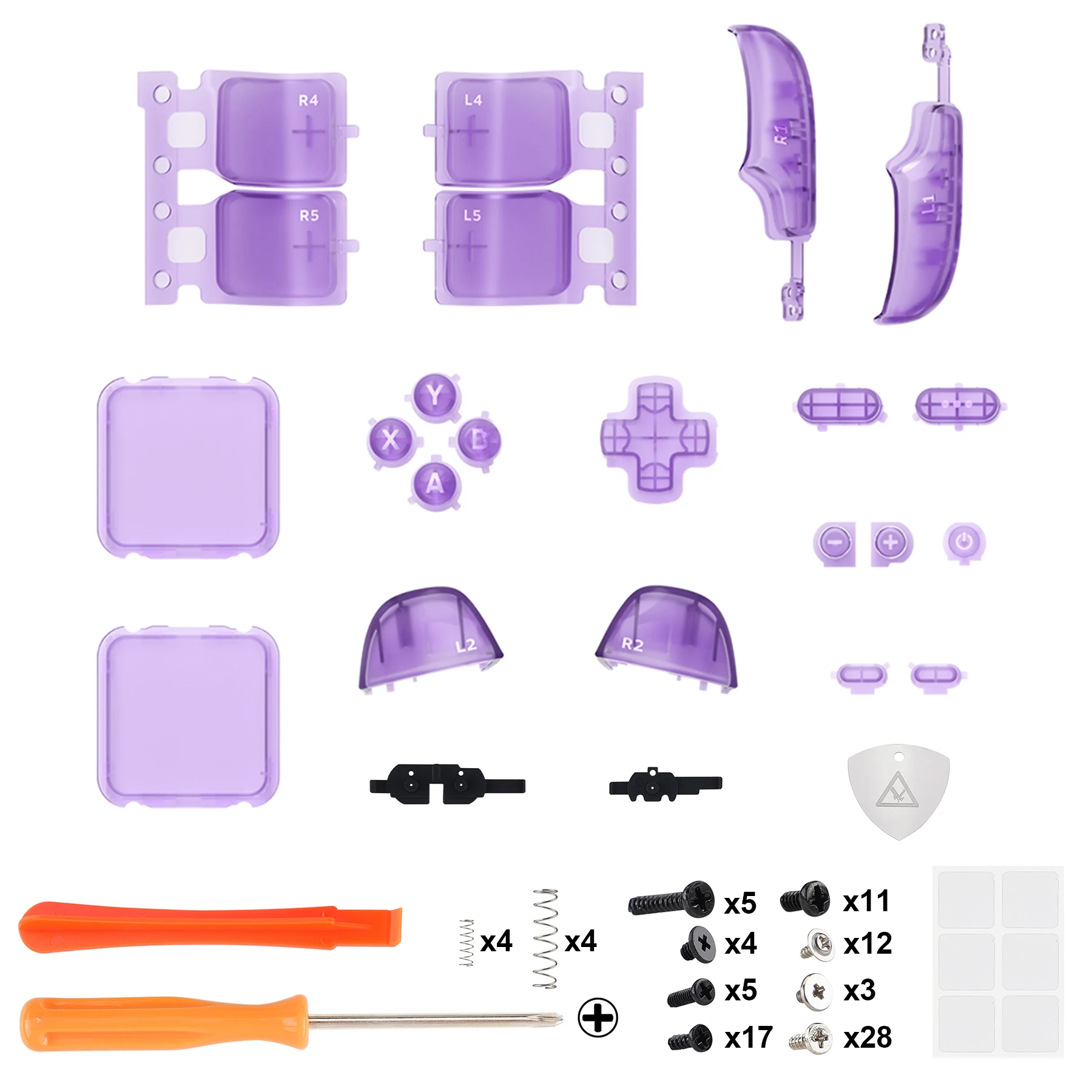 eXtremeRate Replacement Full Set Buttons for Steam Deck LCD - Clear Atomic Purple