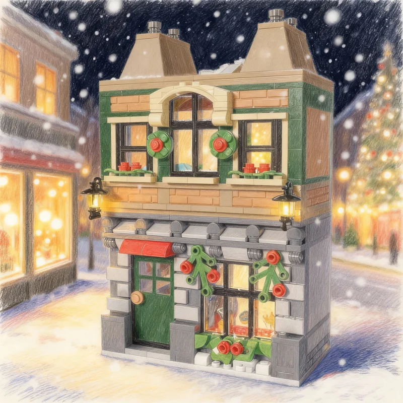 

571pcs MOC Winter Village Jewelry Store Seasonal Christmas Model Building Blocks Architecture Toy Christmas Gift Creative Idea