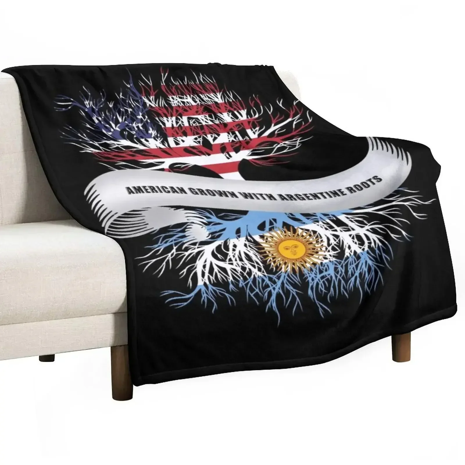 

American Grown with Argentine Roots Argentina Throw Blanket funny gift Warm Plaid Blankets