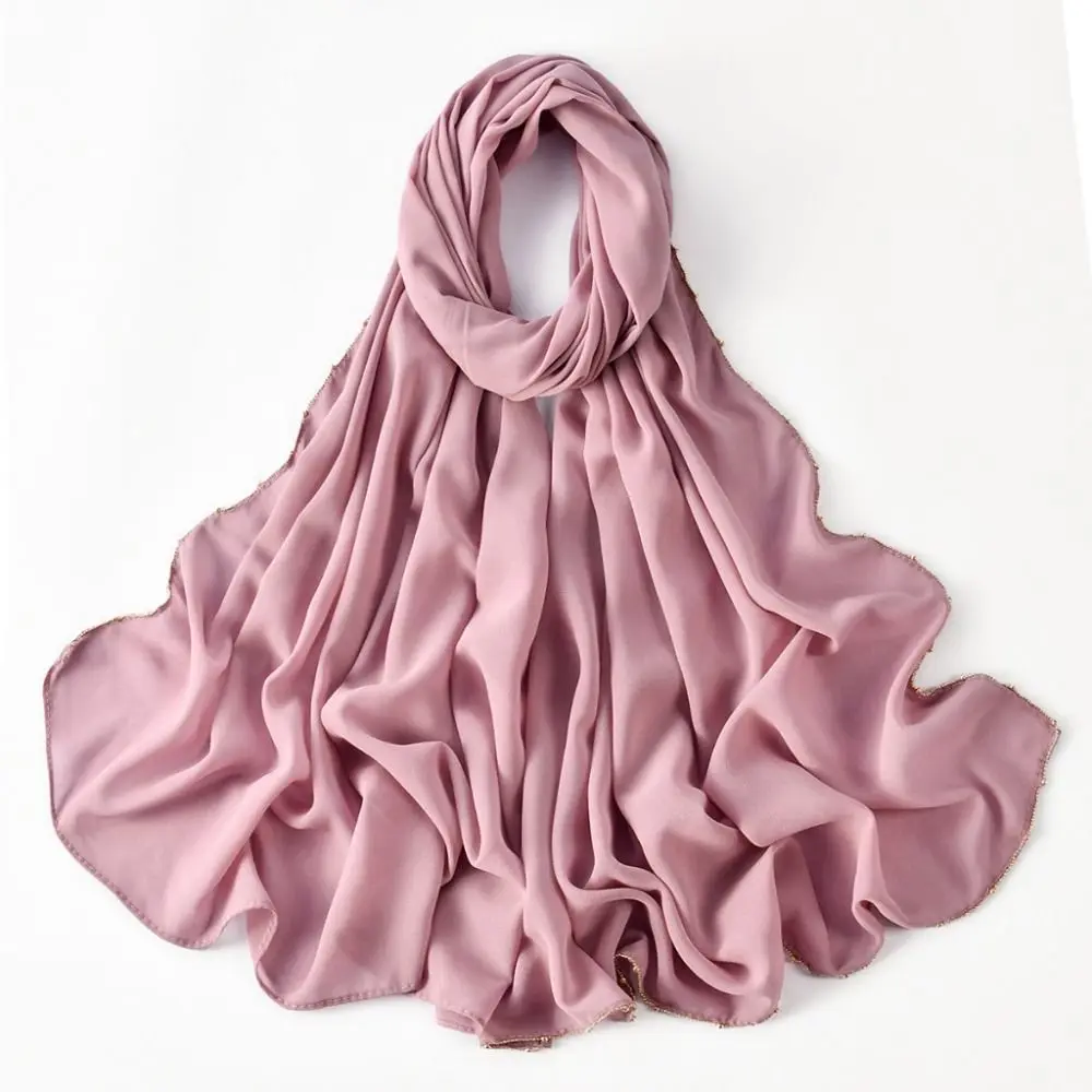 

Роскошный однотонный шарф в этническом стиле, цепочка с бусинами, длинный платок, бандана, тонкий исламский тюрбан, женский