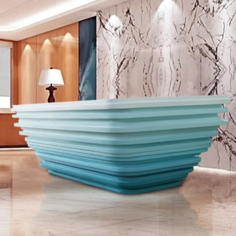 ✿s Luxury Fiberglass Corner Reception Cashier Desk Artistic Design Front Desk Suitable for Convenience Stores Hotels Salons