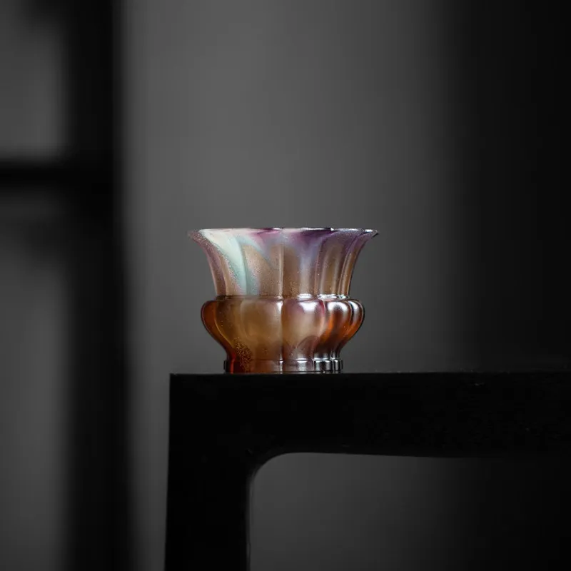 Glazed Slag Dou Kung Fu Tea Water Cup Tea Ceremony with Ornament Decorative Flower Arranger