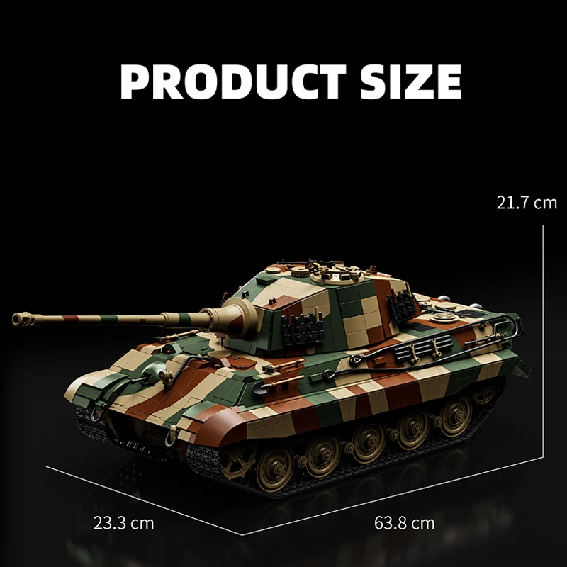 7261Pcs Creativity Military 1:16 Heavy Tank Tiger 2 Building Blocks Bricks Assembling Model Adult Toy Christmas Gift Set