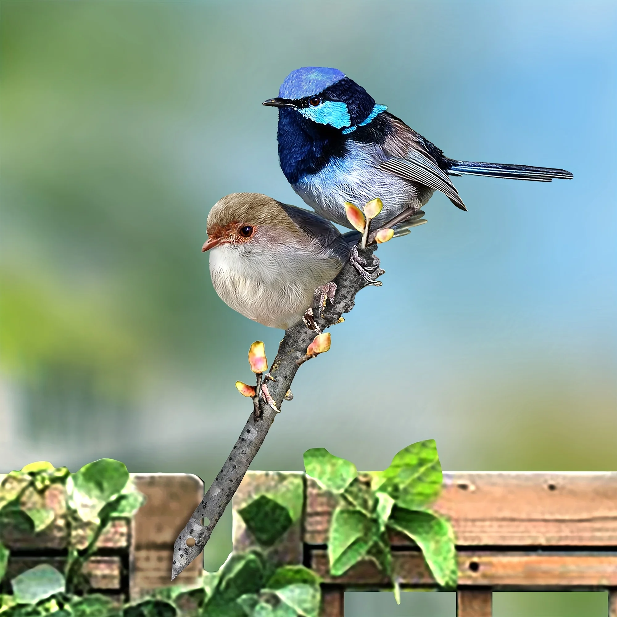 1pc Colorful Bird Metal Wall Art, Two Birds Outdoor Decoration, Suitable for Tree Branches, Walls, Etc.