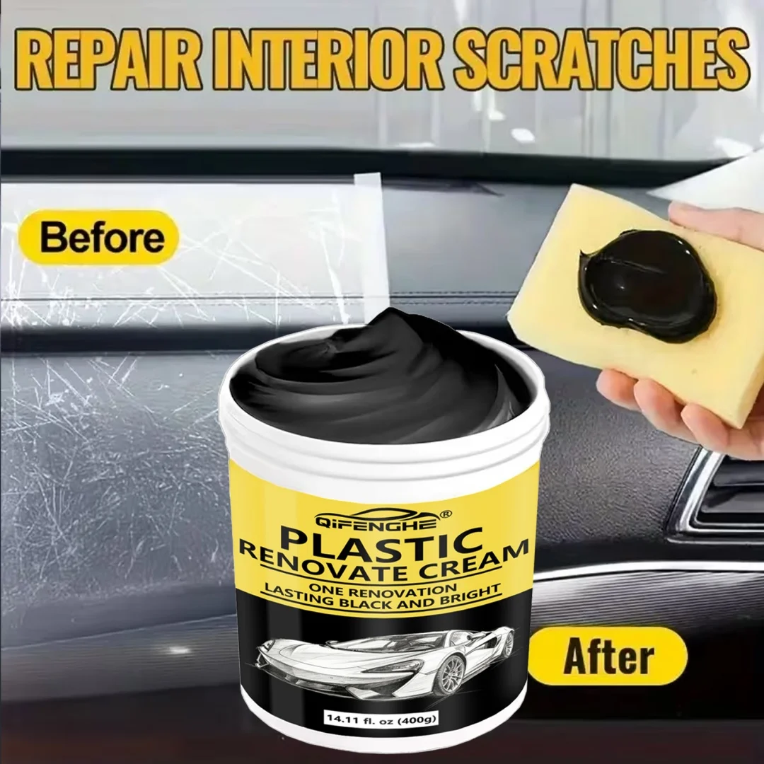 Premium Car Plastic Restorer, One Step Renovation, Long Lasting Black & Bright for All Car Plastic