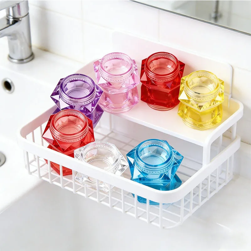 100-個空の-3-ミリリットル-5-ミリリットルプラスチック透明ダイヤモンド形状ジャー化粧品容器サンプルポットリップクリームクリームメイクアップビーズアイシャドウ用