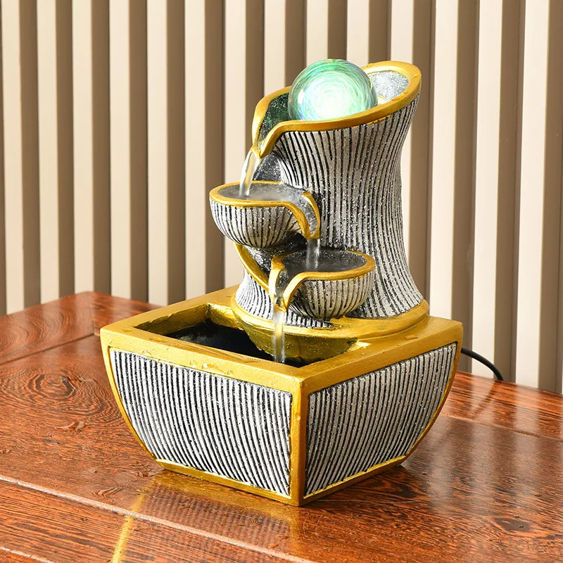 Clubhouse tabletop ornament, circulating water makes money, crystal bead fountain decoration, simple office decoration