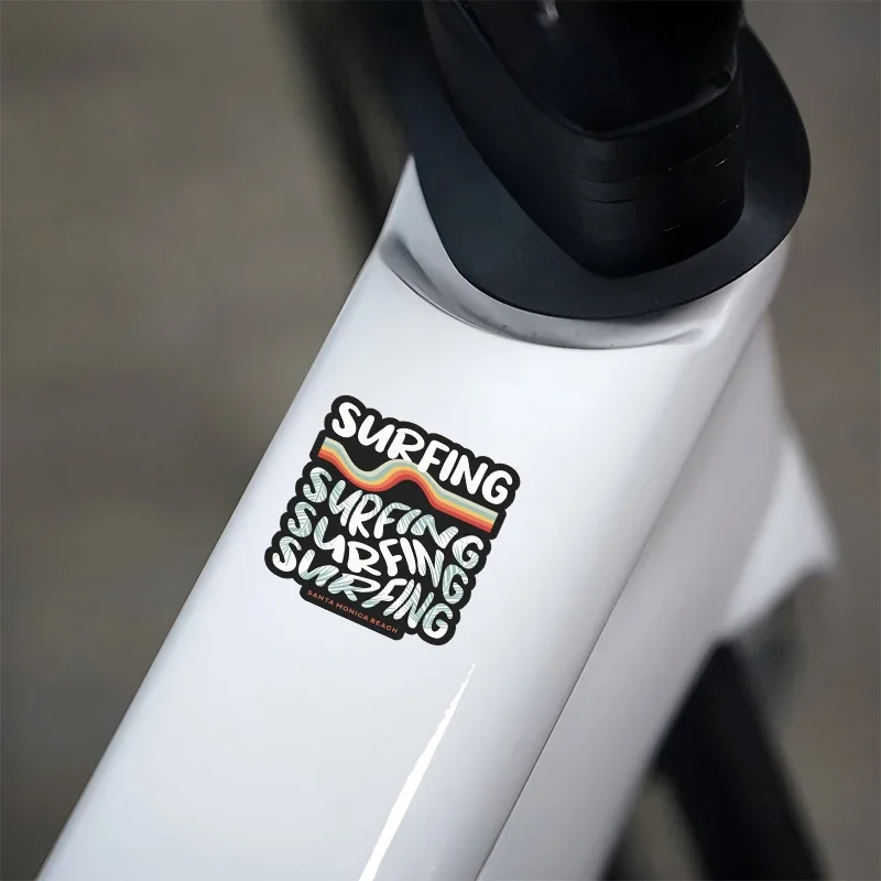 

2PCS/SET Surfing Text Stickers (Colorful Wave) - Waterproof Vinyl for Bicycle & Laptop Decor