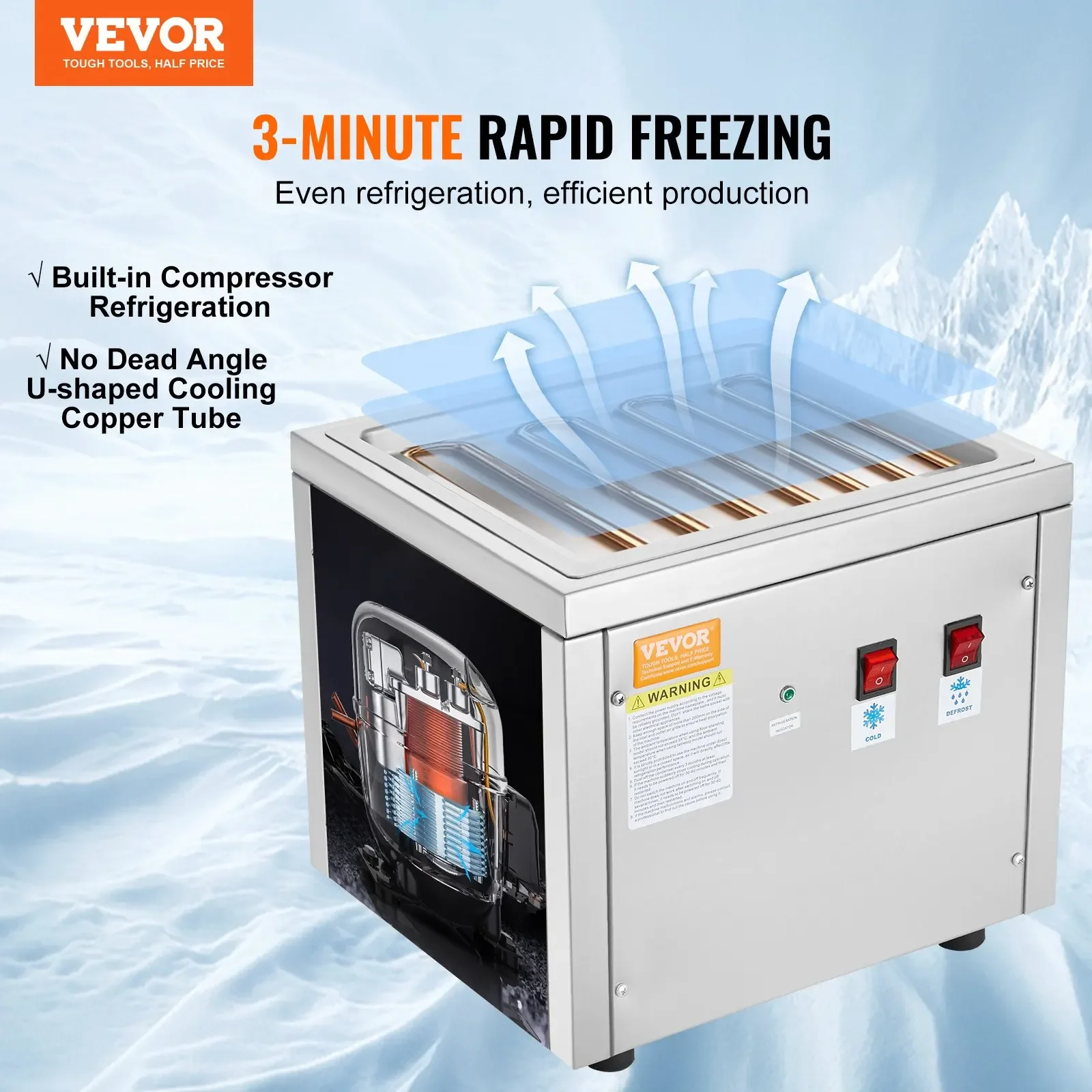 VEVOR Fried Ice Cream Roll Machine Rolled Ice Cream Maker 11 x 9.5 inch Pan