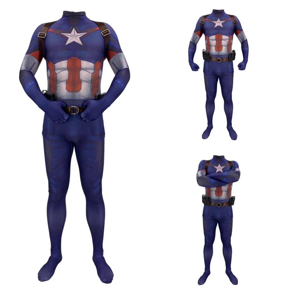 

Superhero Captain America Role Play Outfit Movie Style Bodysuit for Halloween & Gaming Events Adult Captain America Zentai Suit