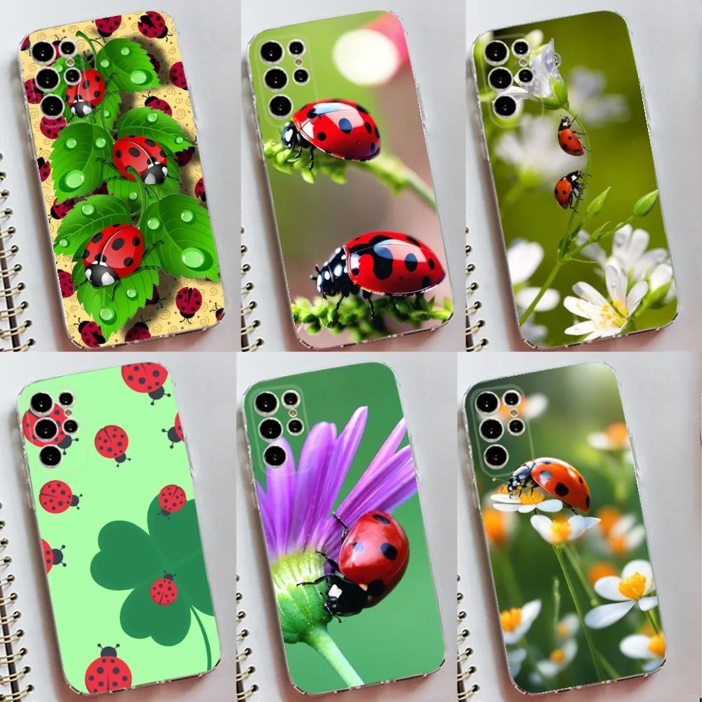 Insect Seven-Star ladybug Phone Case Silicone Case For Samsung S30,S23,S21,S22,S20 Ultra,S20 FE lite,S10,S9,S8 PIus Cover Clear