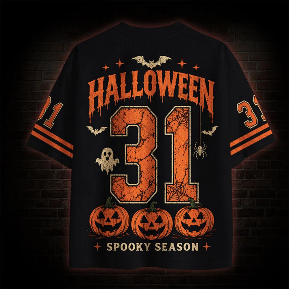 2026 Halloween Retro Gothic Dark Unisex Jersey,Vintage Skeleton Coffee Ghost Graphic,Adult and Kids Available,For Party Festival