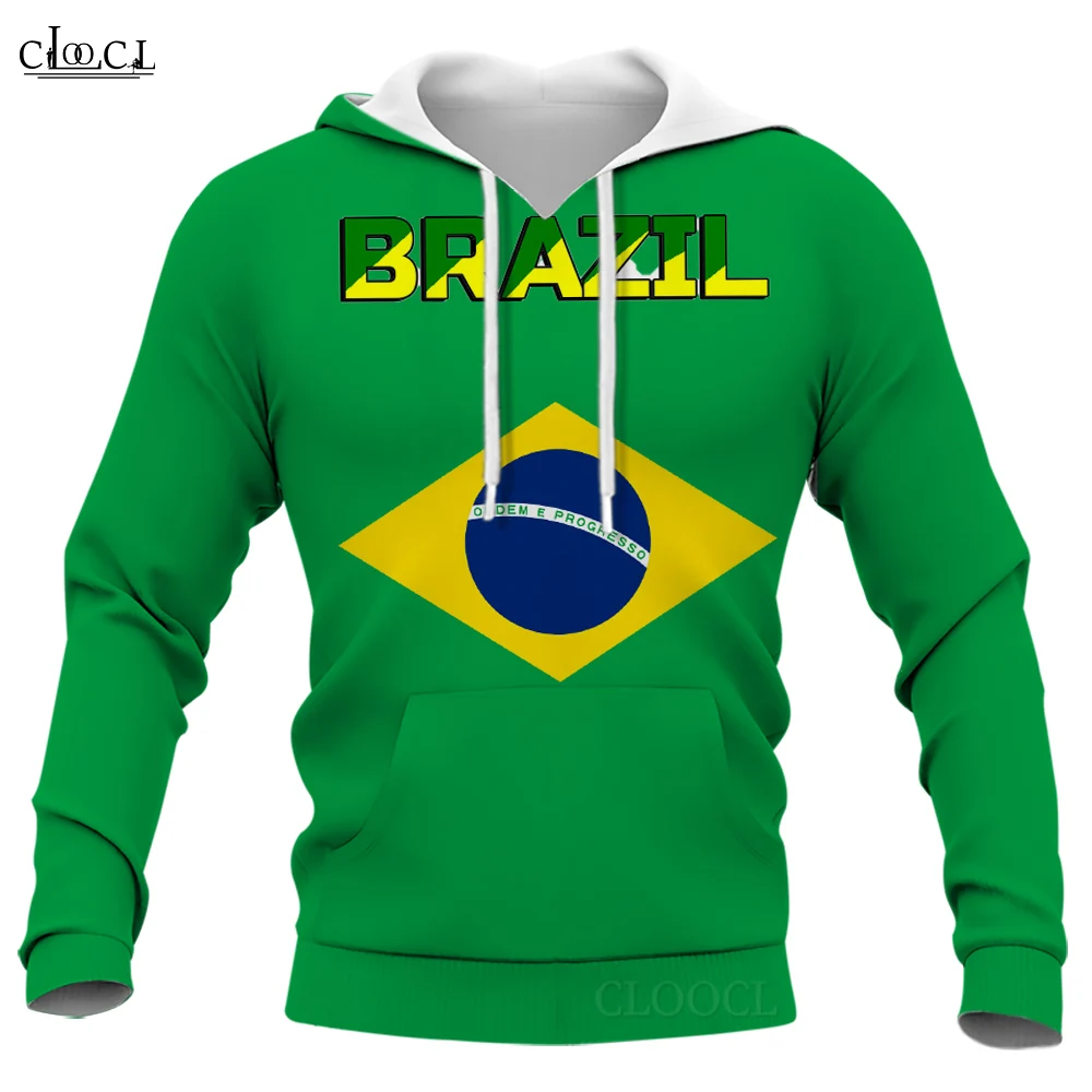 

CLOOCL BRAZIL Hoodie Flag Graphic Men Women 3D Printed Casual Sweatshirt Long Sleeve Drawstring Hood Trendy Pullover Jacket