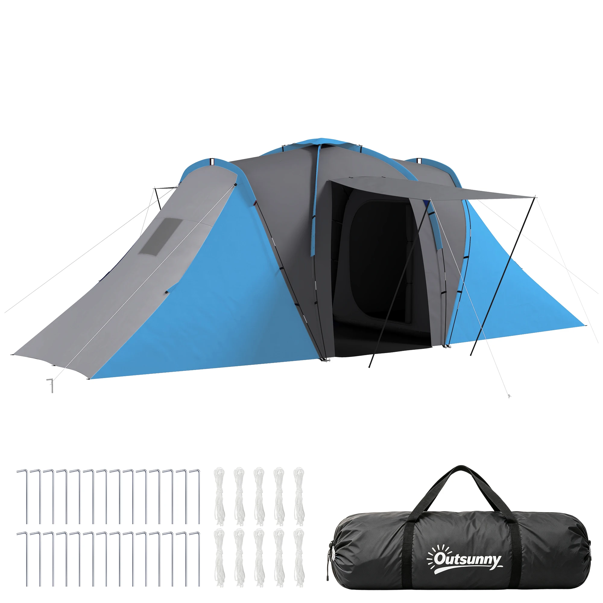 Outsunny Familiecampingtent voor 4-6 personen 555X225X190Cm