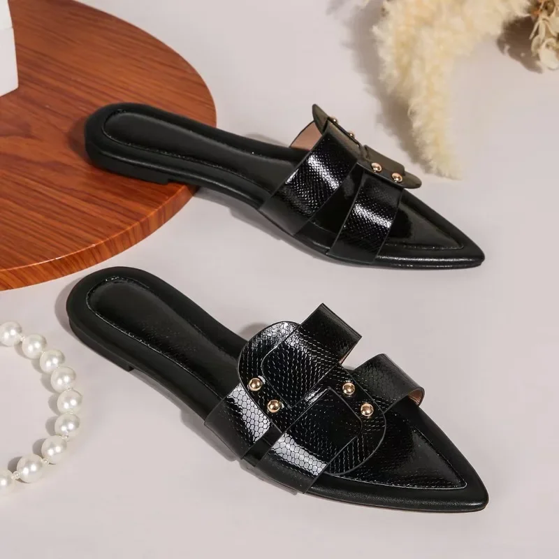 

2025 Slippers Women Sexy Flat Sandals Casual Ladies Sand Beach Slippers Elegant Fish Mouth Slippers Women 43