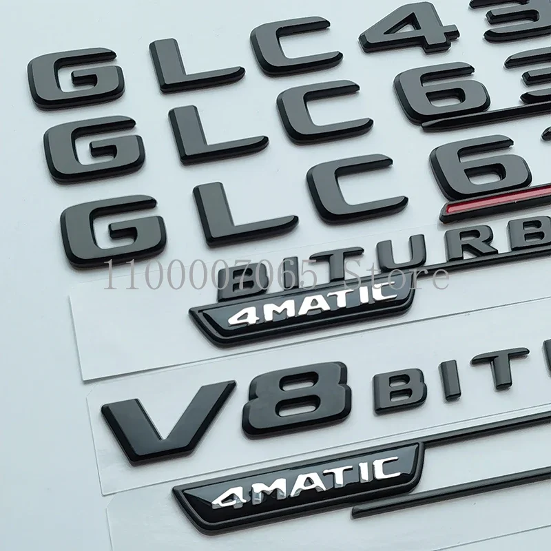 2017 Matte Black Letters GLC43 GLC63 GLC63S V8 Biturbo 4matic+ Emblem for Car Fender Trunk X253 Logo Sticker