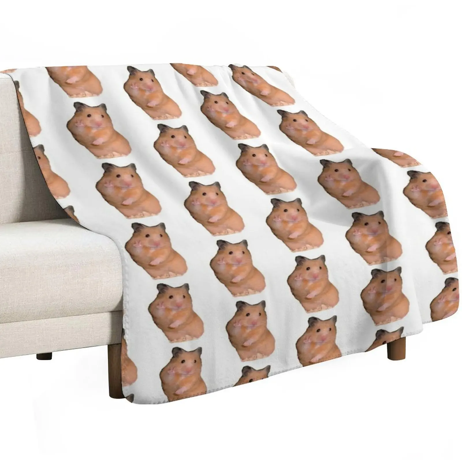 Hamster peace sign meme Throw Blanket Wrinkle Resistant Lightweight Blanket