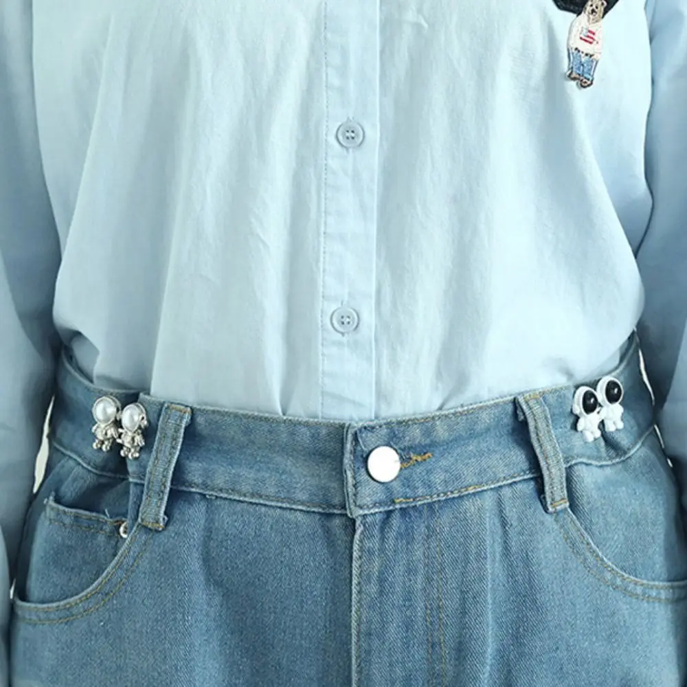 Alloy Spaceman Pants Button Tightener Waist Buckle Adjustable Astronaut Jean Fit Tighten Buckles Waist Clip Button Clasps