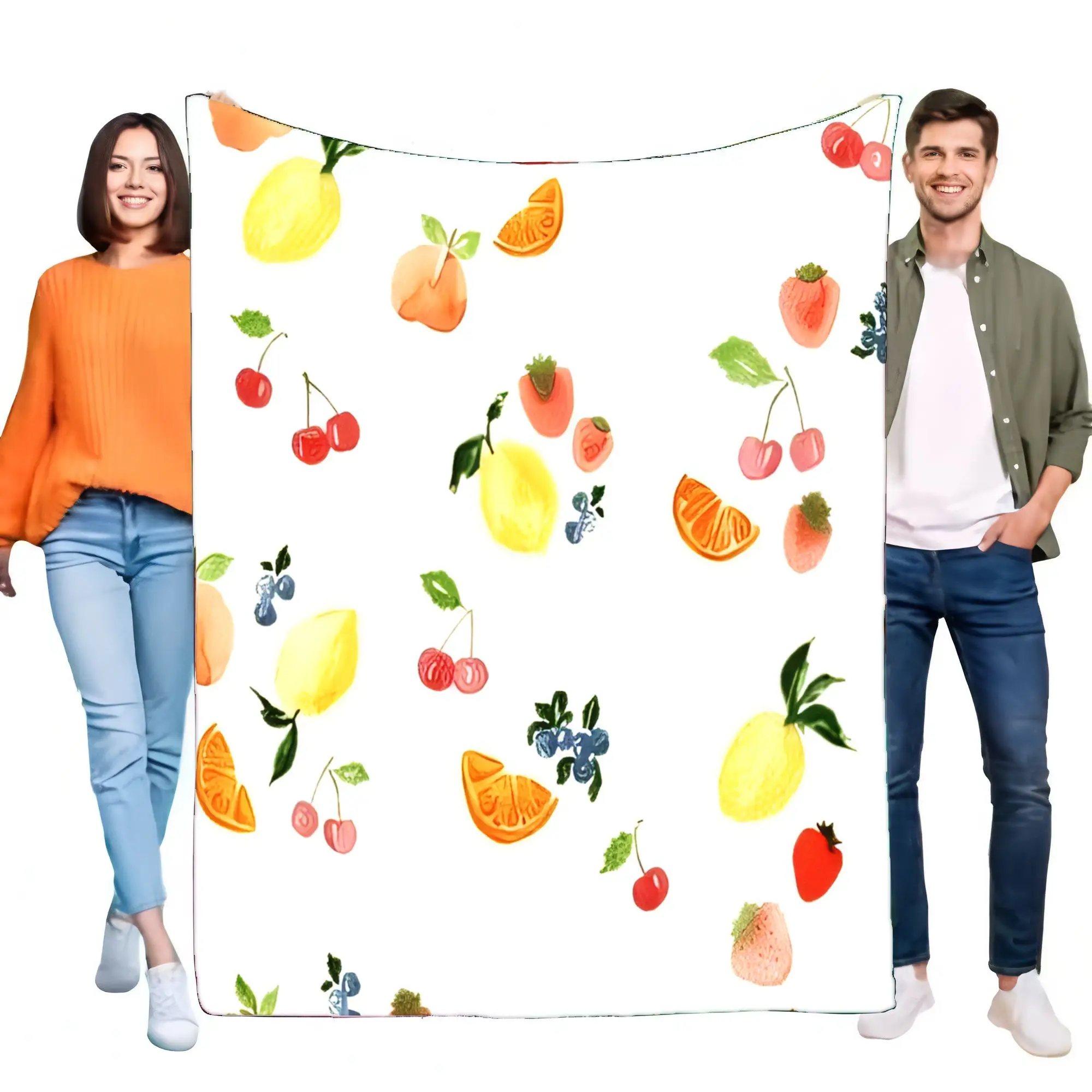 Fruit Pattern Blanket Soft Cozy Throw for Bed and Sofa Lightweight Home Decor Gift Ideal for Picnics and Birthday Celebrations