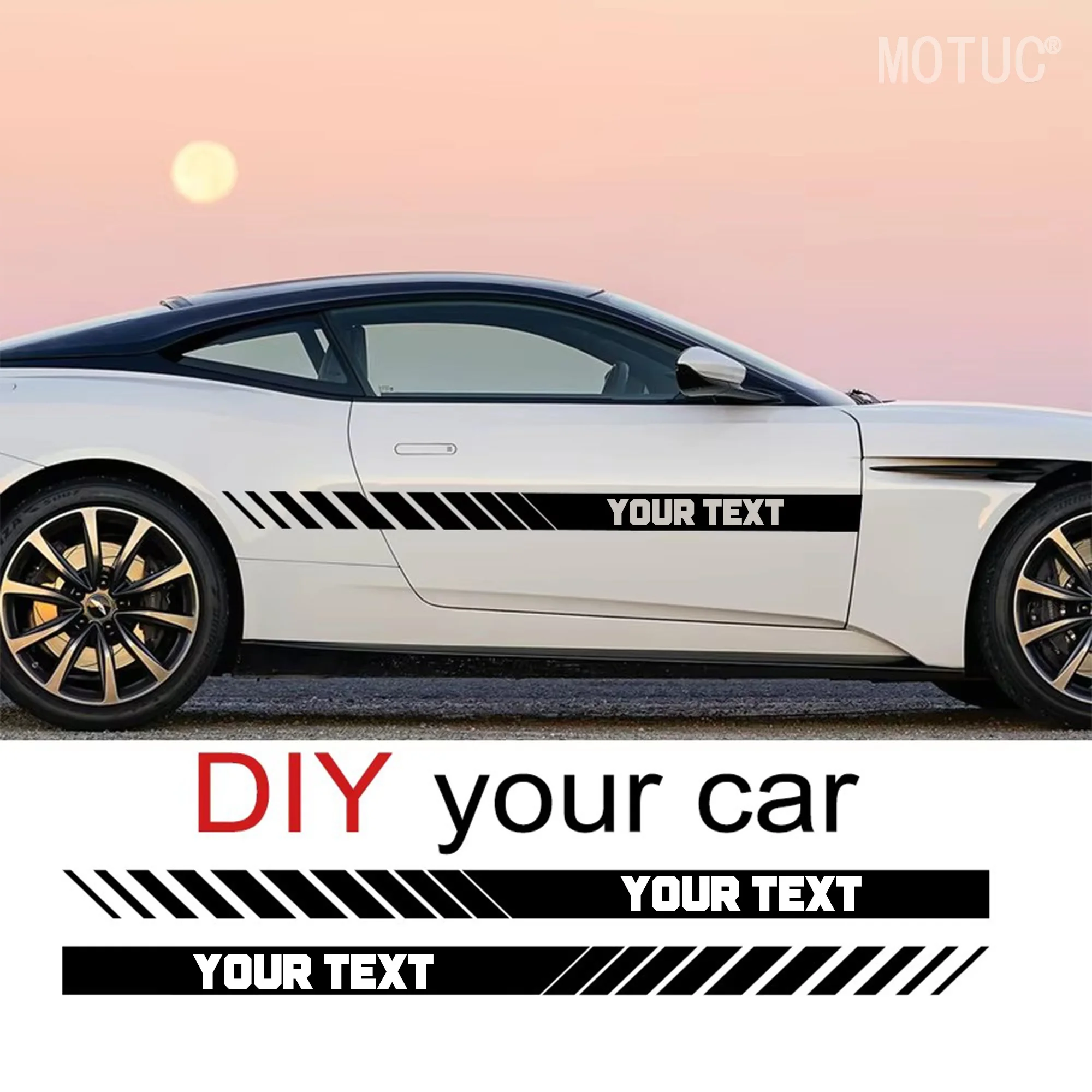 

1Pair Custom Stripe Car Side Skirt Door Stickers Tuning Personalized Vinyl Decals Universal Racing Body Auto Accessories