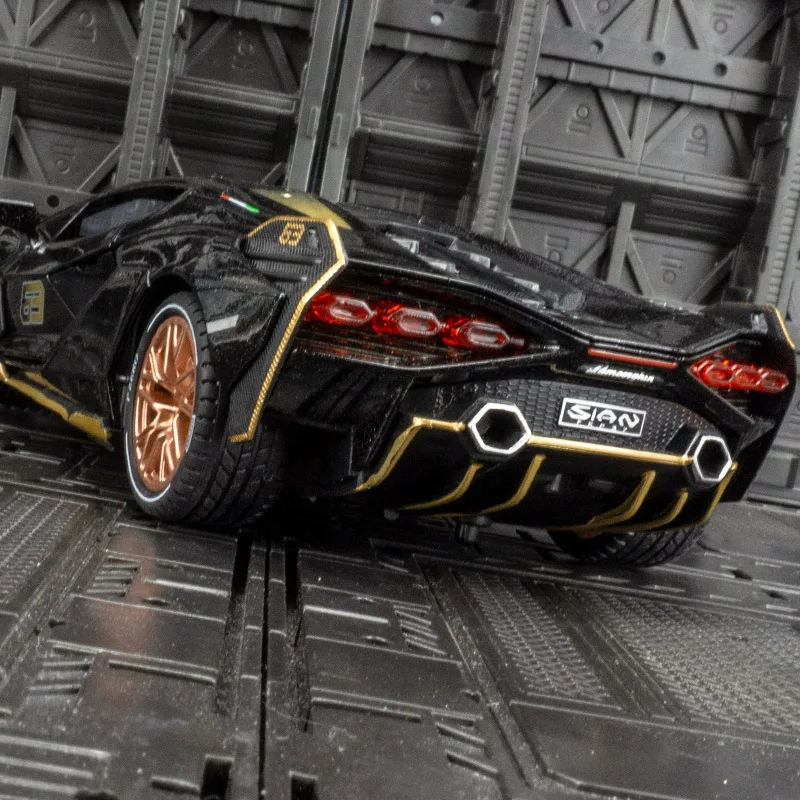 1:24 simulación Lamborghini sian puertas de modelo de coche de aleación y capó de motor, el maletero se puede abrir detalles ricos, mano de obra fina