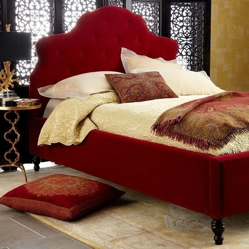 American light luxury buckle 1.5 people red princess modern wedding bed