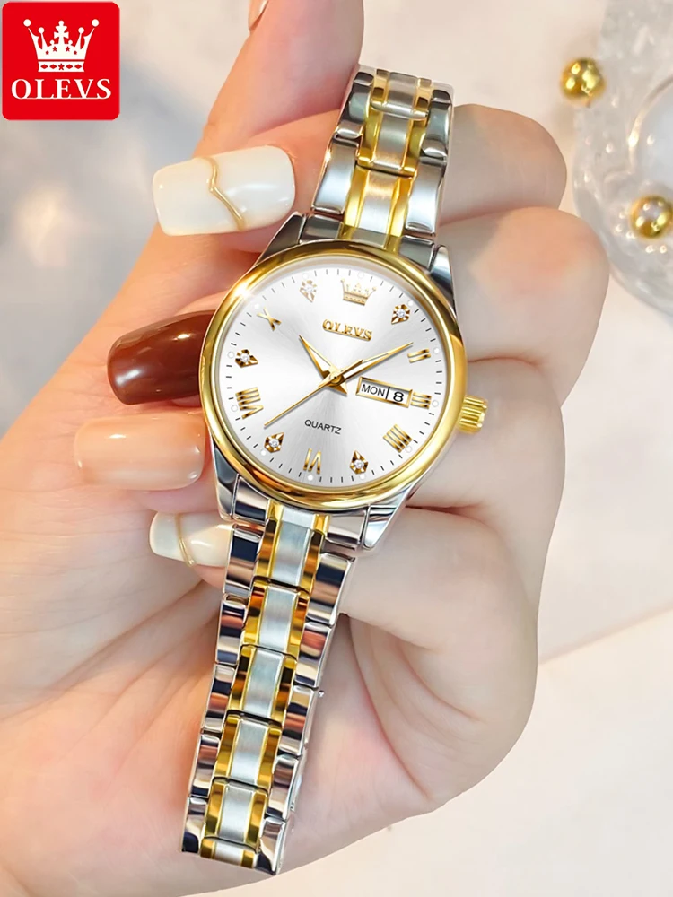 OLEVS 5563 High-end Brand Fashion Elegant Ladies Quartz Watch Luminous Hands Date Display Stainless Steel Strap Women\'s Watch