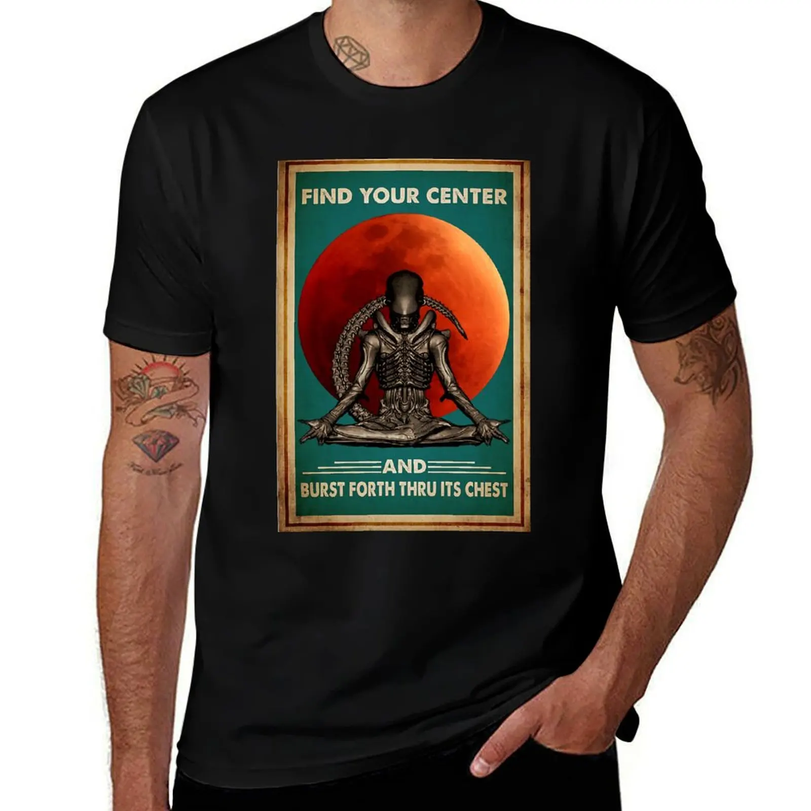 Find your center and burst forth thru chest - YOGA MEDITATION T-Shirt Plus Size All Match Tee Shirt