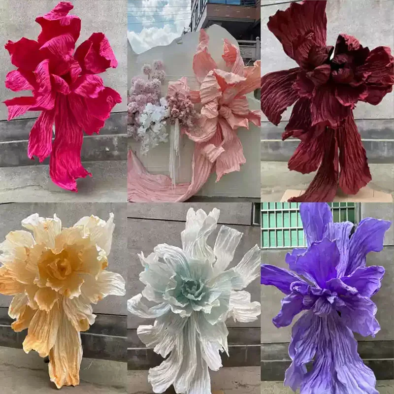 Artificial Larger Handmade Paper Flowers Wedding Scence Paper Flowers Birthday Party Backdrop Decor Stage Window Layout Prop