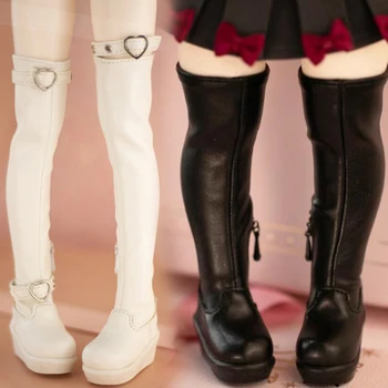 D09-P143 enfants jouet fait main 1/3 1/6 1/4 1/5 uf gl MDD MSD BJD chaussures de poupée noir cuissardes hautes 1 paire