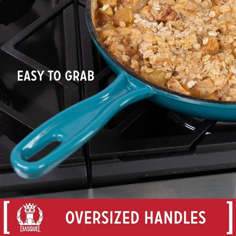 مجموعة أواني طهي من الحديد الزهر المطلي بالمينا، آمنة للفرن؛ مقلاة، قدر، فرن هولندي صغير، فرن هولندي كبير، 10.25 بوصة، 2QT، 2.25QT، 4.75QT