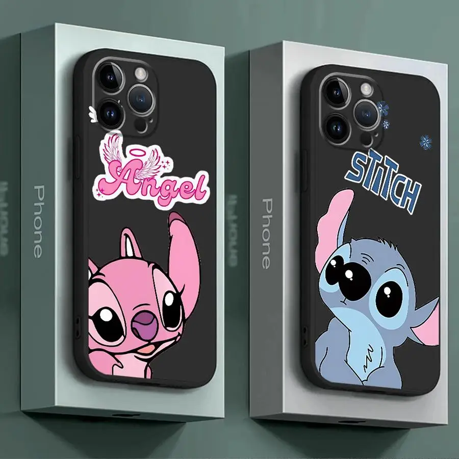 Funda de teléfono Disney Stitch Angle para Google Pixel 7a 6a 7 Pro 6 Pro 8 Pro 8a, funda a prueba de golpes, bolsa negra suave