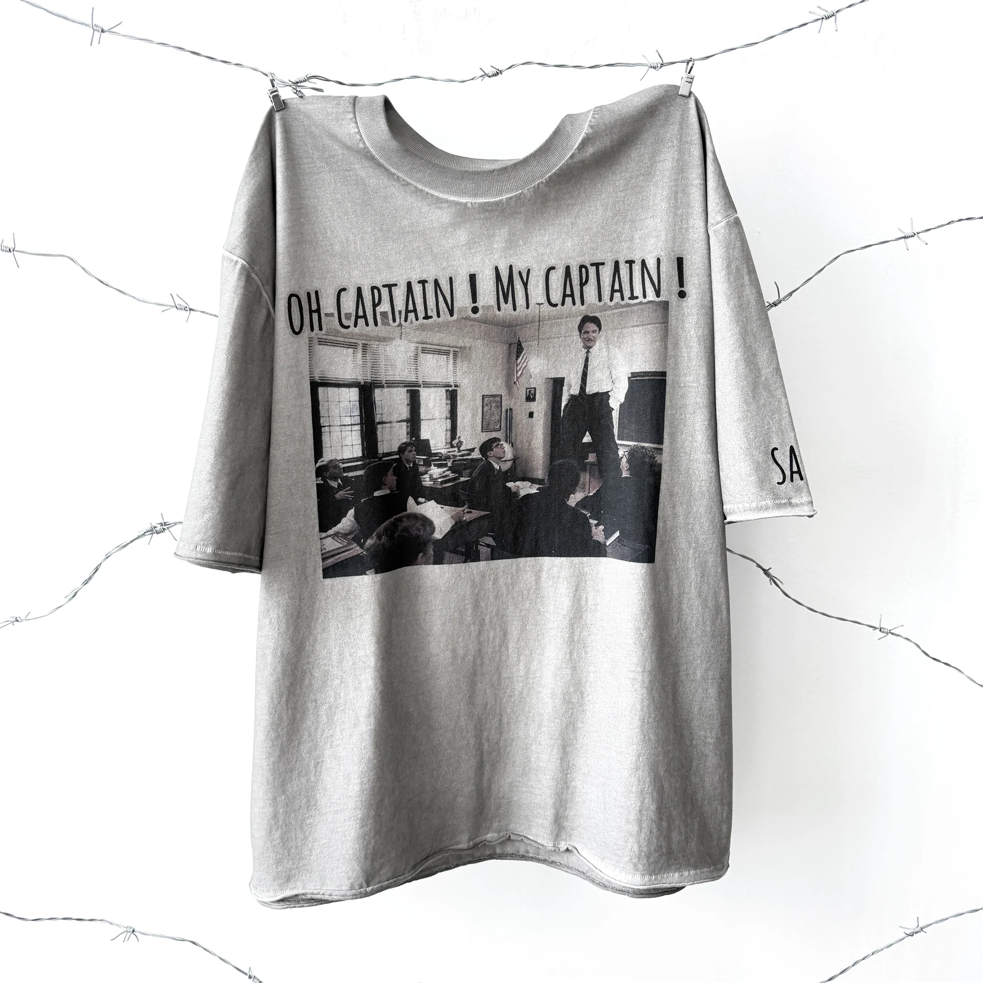 MX6 Kanye Heavy Washing Dead Poets Society Vintage Tee Hip Hop Casual Tops Cotton Loose T-Shirt