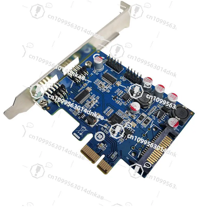 PCIe To USB2.0 Expansion Card 4 9-pin Built-in 9pin Hub Card Water-cooled RGB Light Fan for Speed Measurement