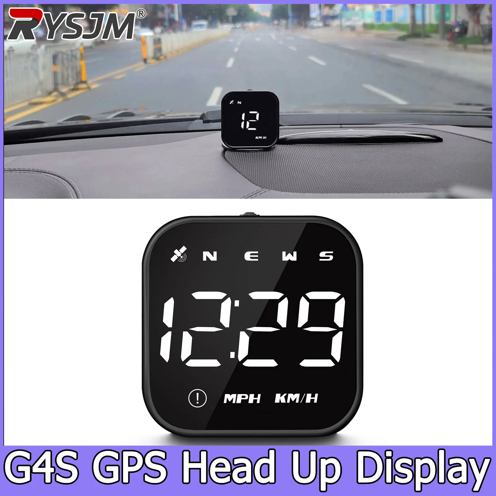 

Многофункциональный автомобильный HUD-дисплей G4S GPS с LED-подсветкой: скорость (мили/ч, км/ч), время, компас, спидометр, оповещение о превышении скорости, напоминание о усталости за рулем