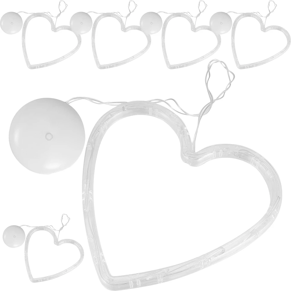 

6Pcs Hanging Suction Cup Window Lights Operated Christmas Heart Lights Xmas Indoor Decoration Christmas Window Light