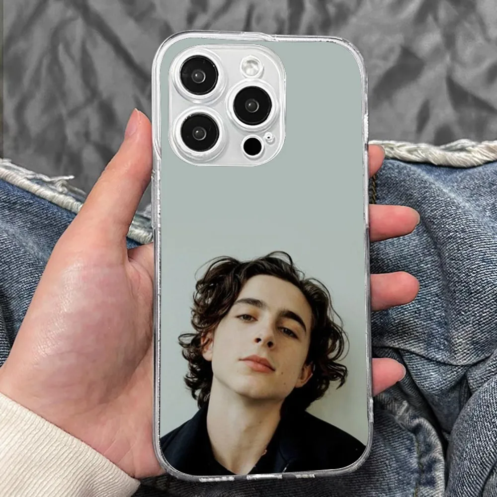 T-Timothee Chalamet-E Phone Case For Iphone 15 11 13 14 Pro Max 7 8 Plus X Xr Xs Max Se2020 12mini Transparent Cover